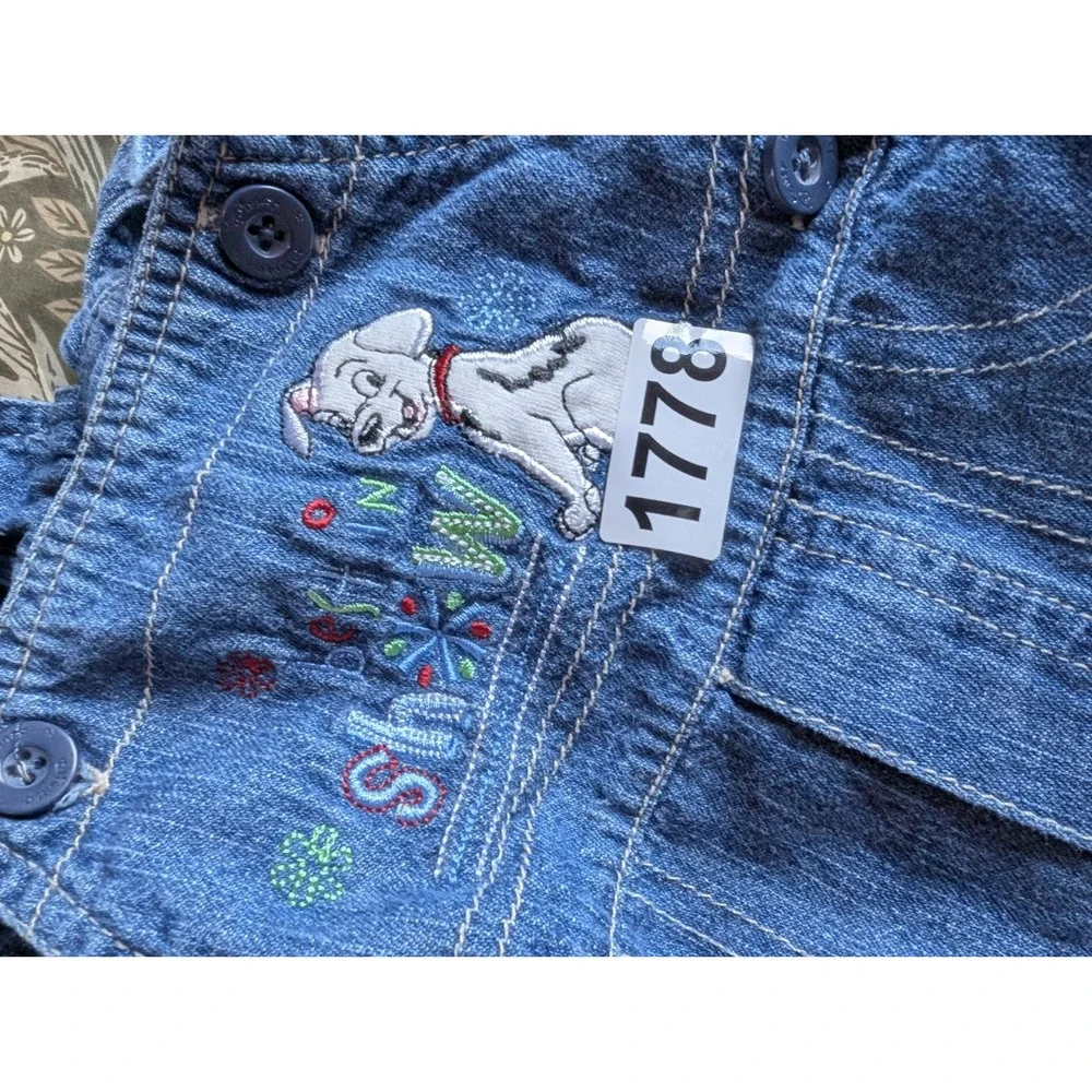 Vintage 101 Dalmatians Denim Overalls 0-3 Months Lucky Bibs Disney Best In Show